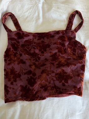 Princess Polly Velvet Burnt Red Floral Tank Top and skirt- Women